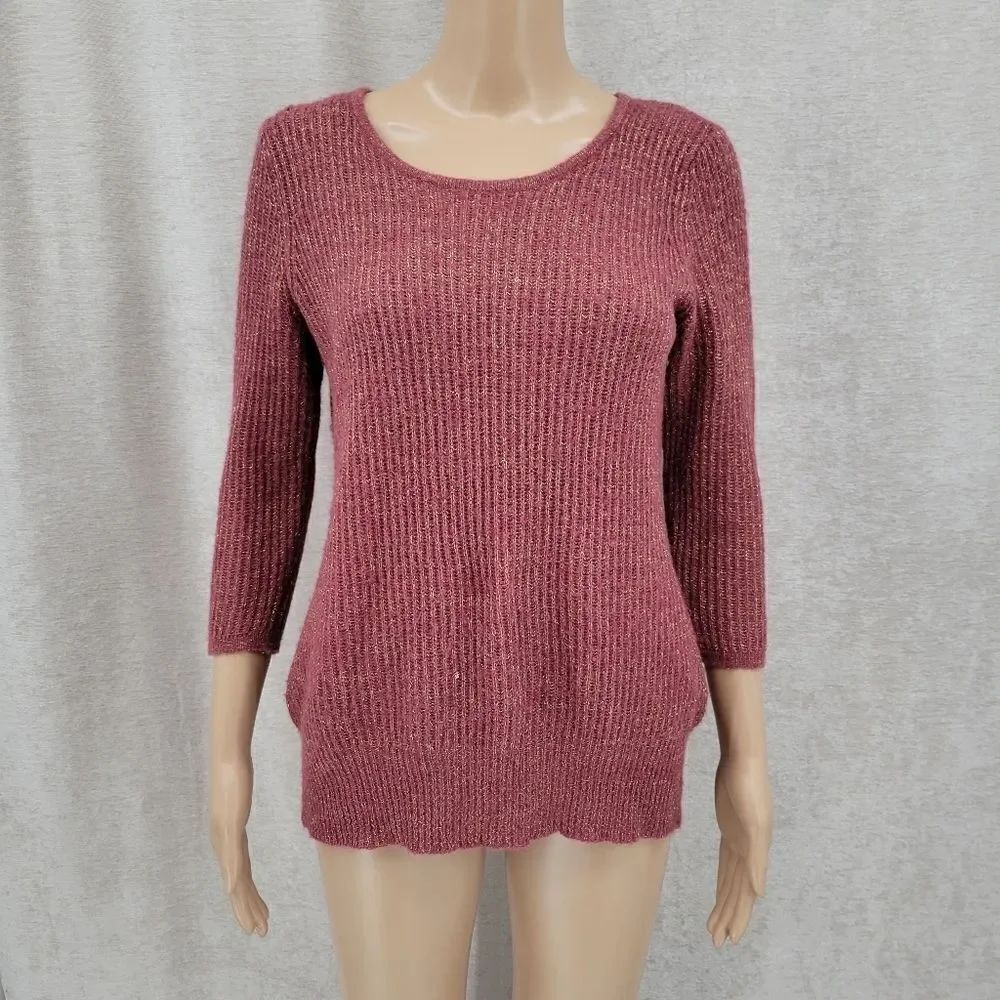 Fenn Wright Manson Dark Pink and Metallic Gold Knit Sweater Women's Size Large